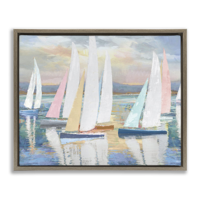Cadre flottant abstrait et pastel pour voiliers, design par Amber Sterling, H 17 po x l 21 po, Cadre flottant orme Montalcino