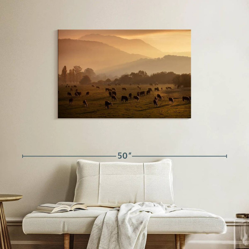 Vaches qui paissent, H 26 po x l 39 po