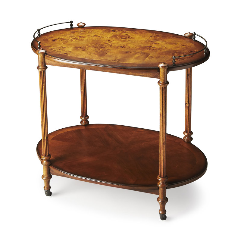 Armbrister Solid Wood Bar Cart, Olive Ash Burl