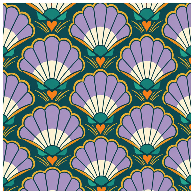 Art Deco Shell Motif Blankets, 60in W x 80in H