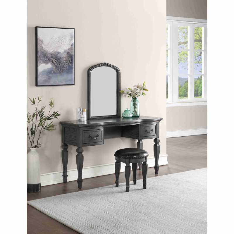 Ensemble de coiffeuse en bois, Gris