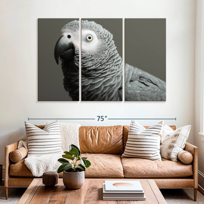 African Grey Parrot, 28" H x 45" W