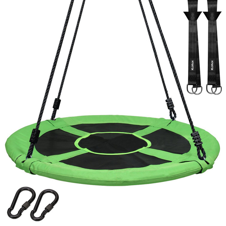 KLOKICK 700 lbs 40 inch Saucer Tree Swing Set Swings with Chains, Hooks and 2 Tree Straps, Blue