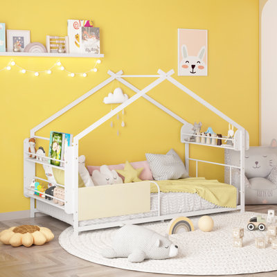 Twin Metal Canopy Bed Platform Storage House Bed