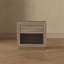 Table de chevet large à cadre encadré, tiroir simple avec tirette dissimulée et compartiment de rangement inférieur ouvert, armoire de chambre basse à base de socle flottant-1635054897
