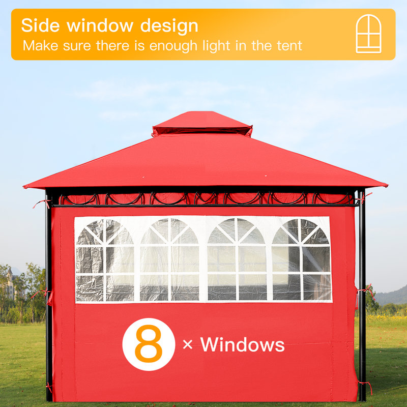 Red 10'x10' Alloy Steel Rectangular Gazebo Canopy Tent