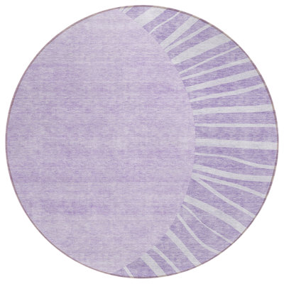 Tapis rond lavable et mauve 8 po