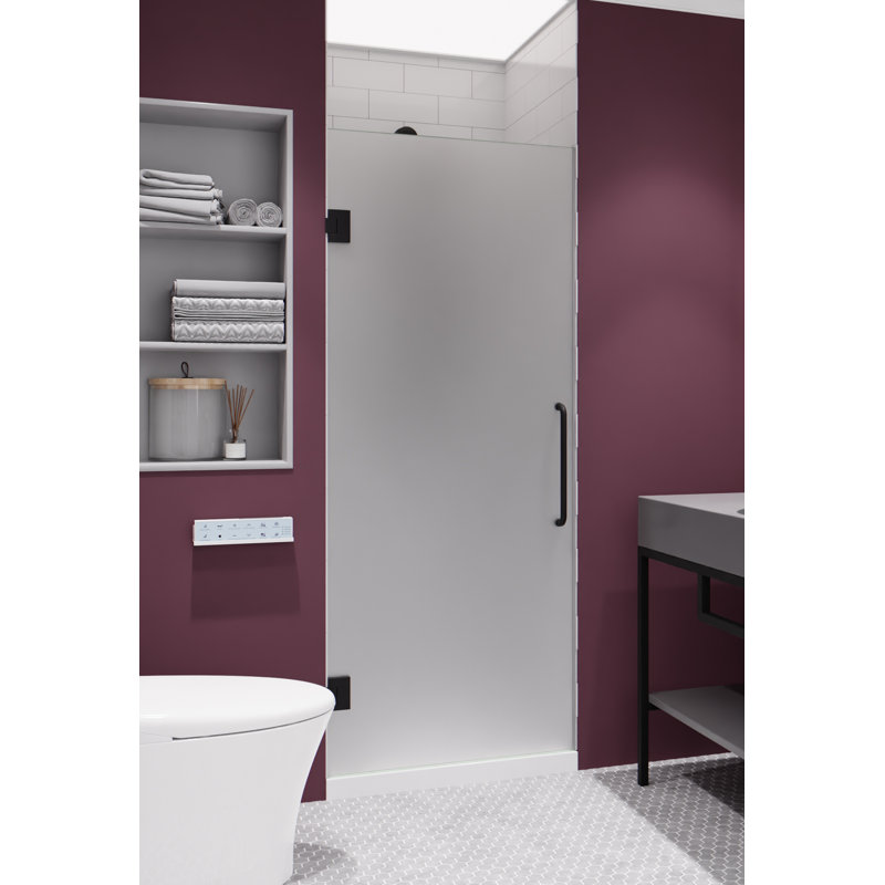 24” W x 70” H Frameless Shower Door, Matte Black