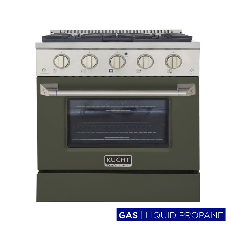 30" 4.2 Cu. ft. Freestanding Gas with Convection Oven, Olive Green, Liquid Propane