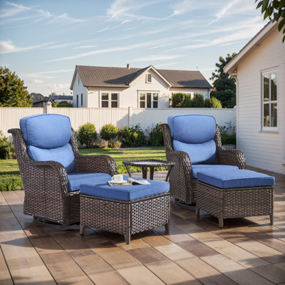 Fauteuil oscillant pivotant en osier avec coussins 5 pièces Smile Group