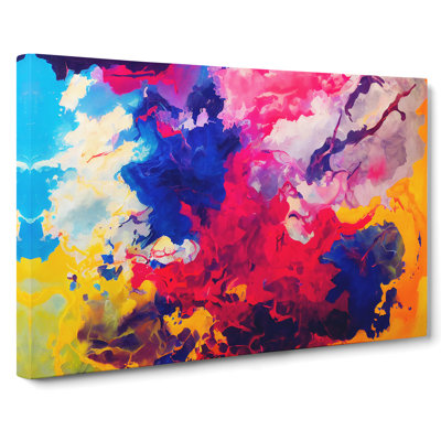 Colourful Ink Art Abstract - Wrapped Canvas Painting