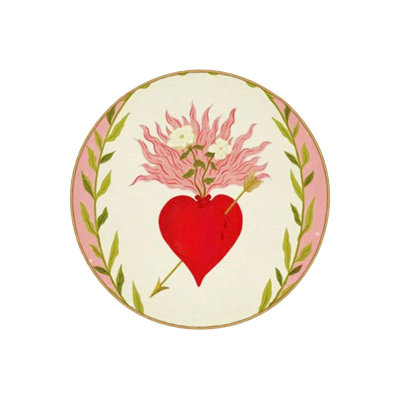 Light Tone Heart And Flower Patterned Round Woven Base Modern Decorative Carpet