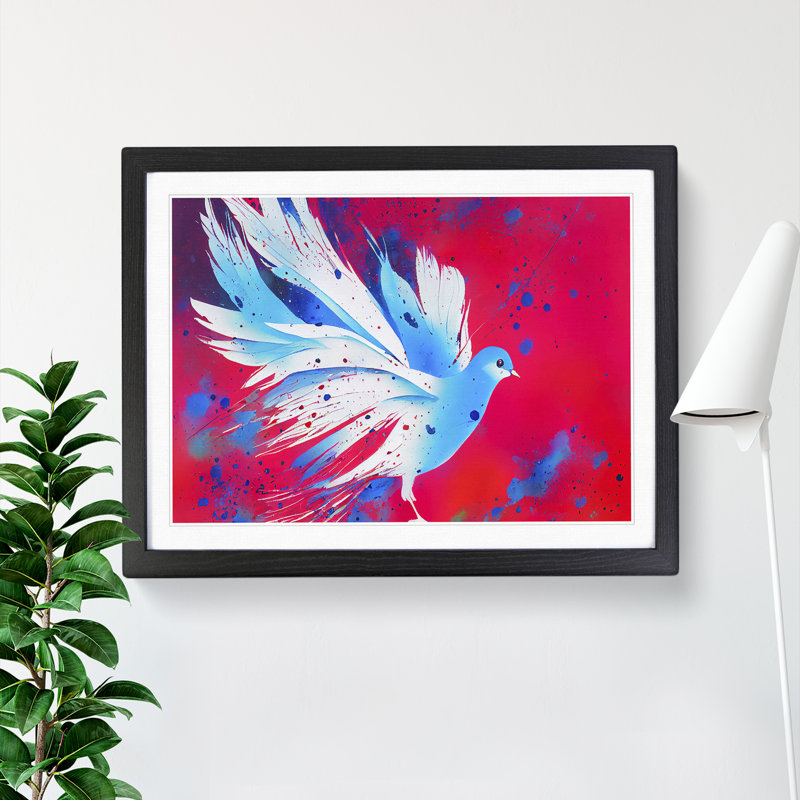 Dove Bird Splash Vol.4 Abstract - Single Picture Frame Print, Black Framed, 46cm H x 64cm W x 2cm D