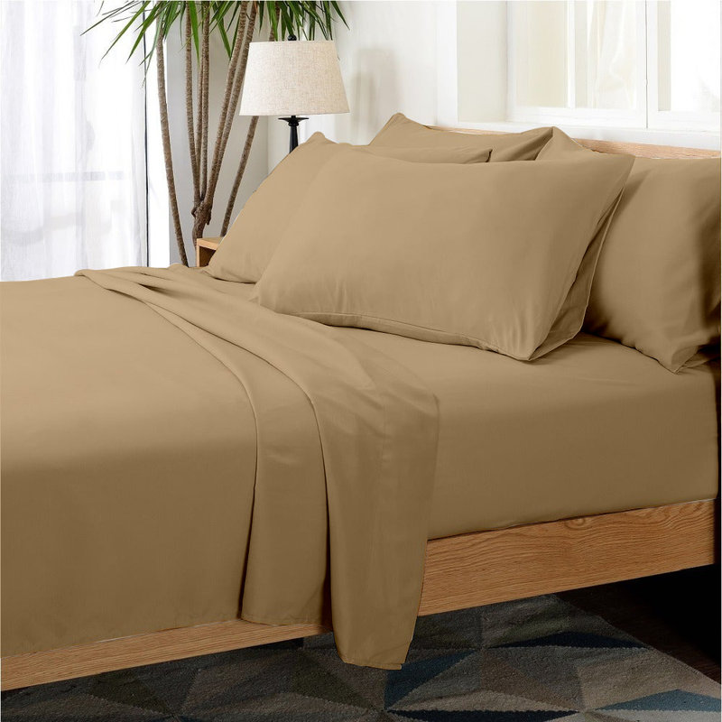 Microfiber Sheet Set, Full/Double Sheet Set+1 Fitted Sheet+4 Pillowcase, Khaki