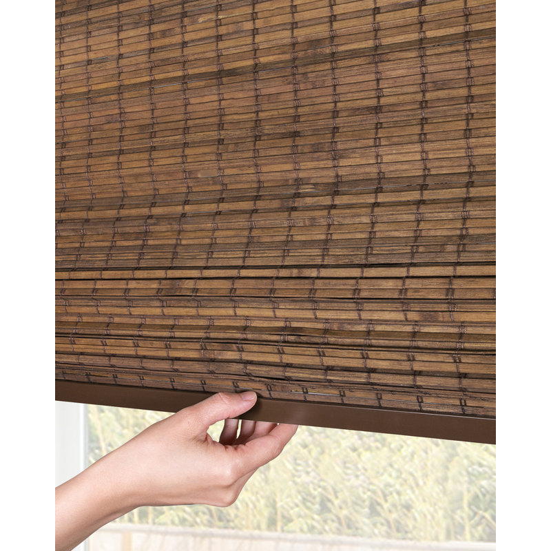 Cordless Light Filtering Bamboo Roman Shade, 27"W x 64"L