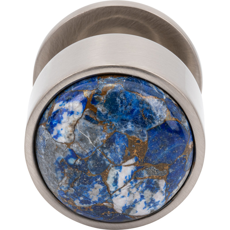 Firesky Diameter Knob, Brushed Satin Nickel, Mohave Lapis, 1 1/8"