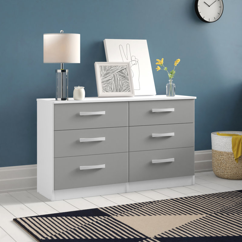 Marquitta 6 Drawer 127.5Cm W Dresser, White/Grey
