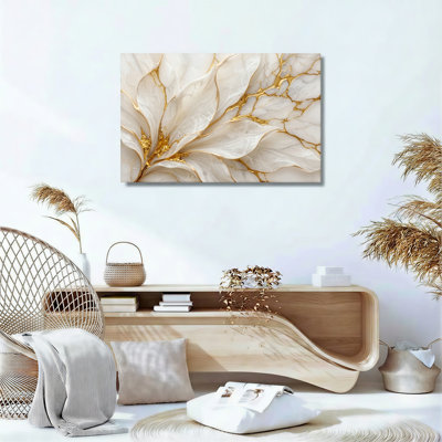 Ensemble de 1 tableau mural en toile dorée effet marbre