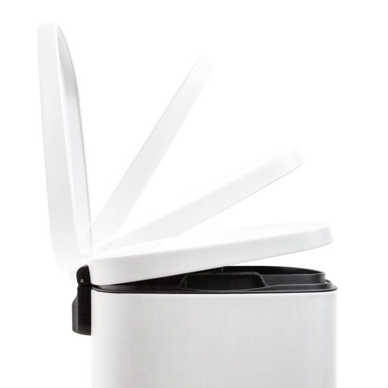 Qualiazero 13.2 Gallon and 3.2 Gallon Rectangular Stainless Steel Pedal Trash Can Set, Blanc mat