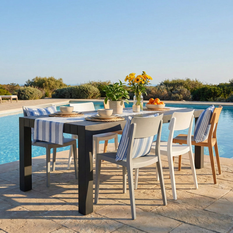 Gusman 71.7" Aluminum Outdoor Patio Dining Table