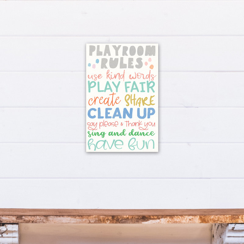 «Long Ashton Playroom Rules», art sur toile, H 18 po x l 12 po x P 1,25 po