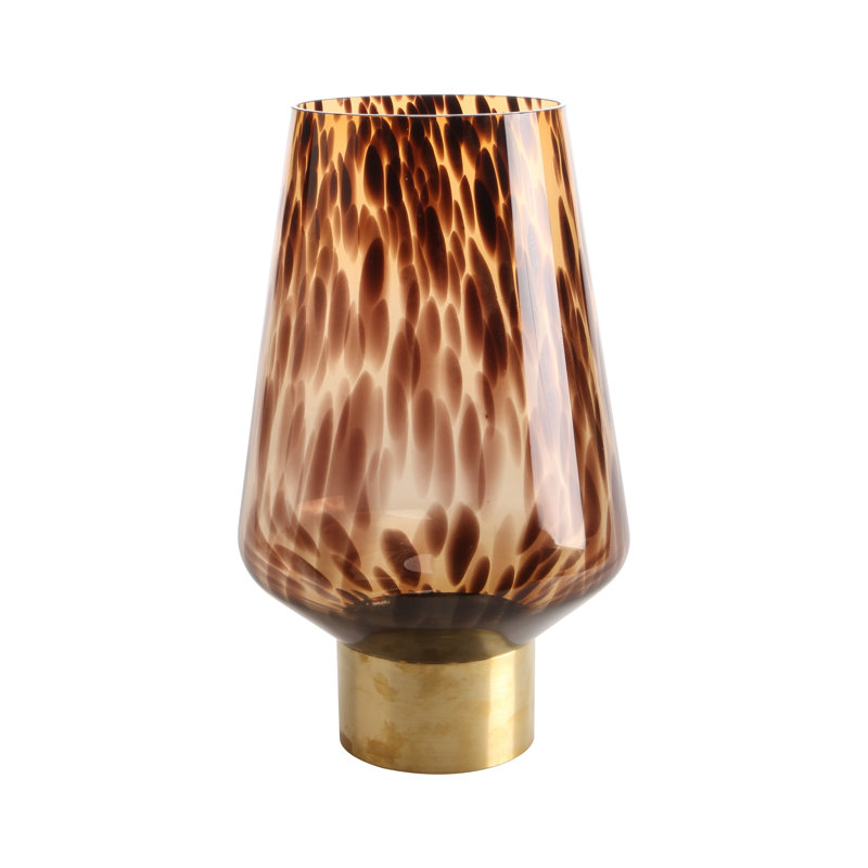 Glass, Metal Table Vase, 40cm H x 23cm W x 23cm D