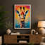 Giraffe Geometric 1 Piece Wrapped Canvas Wall Art-136725909-136725911