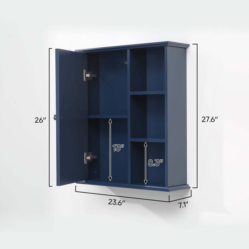 Armoire murale de salle de bain 23,6 po, Bleu