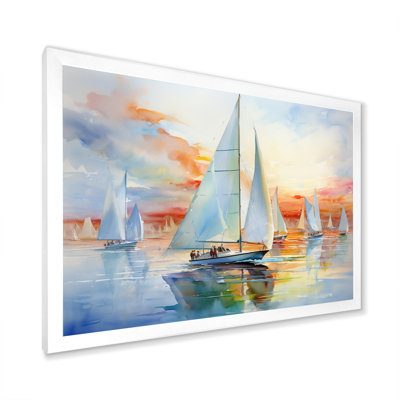 «Miminimlaism Watercolor Regatta II - Bateau à voile grand art mural»