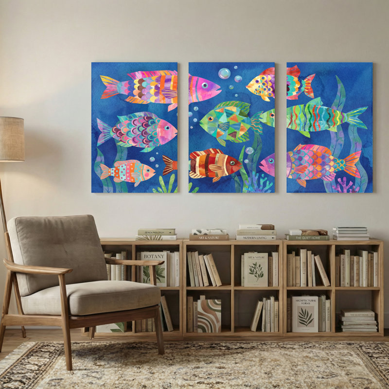 Animaux, ensemble de 3 reproductions d'art sur toile, H 18 po x l 36 po