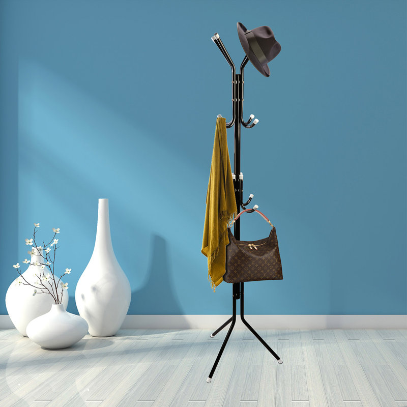 Kendel Iron Freestanding 8 - Hook Coat Rack, Black