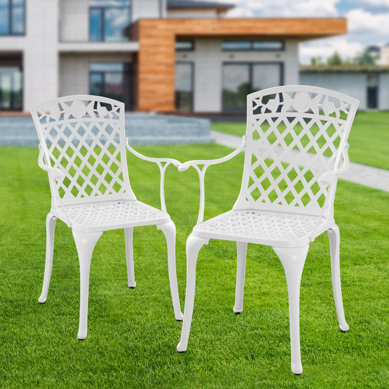 Ensemble de 2 chaises de bistro en fonte d'aluminium pour patio