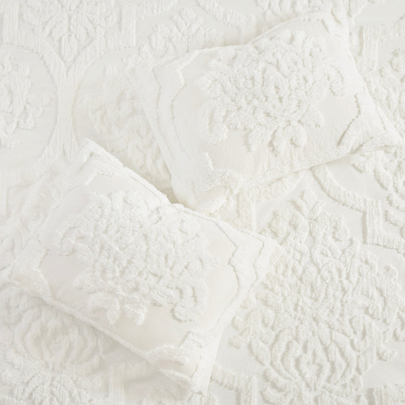 3 pièces d'édredon en chenille de coton - très grand / très grand, literie d'aspect élégant, lavable à la machine, crée une atmosphère de chambre à coucher