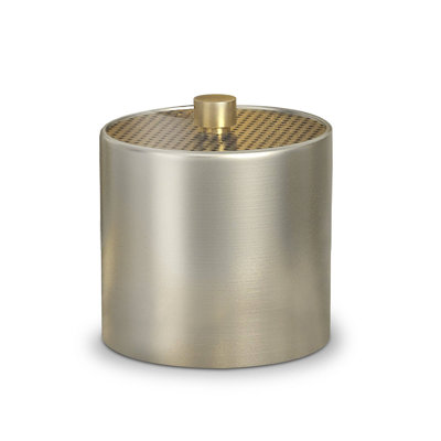 Oneita Stainless Steel Vanity Jar | Stylish Storage for Cotton Swabs, Sponges & Bath Salts | Decorative Canister for Bathroom, Bedroom | Pewter & Gold Finish