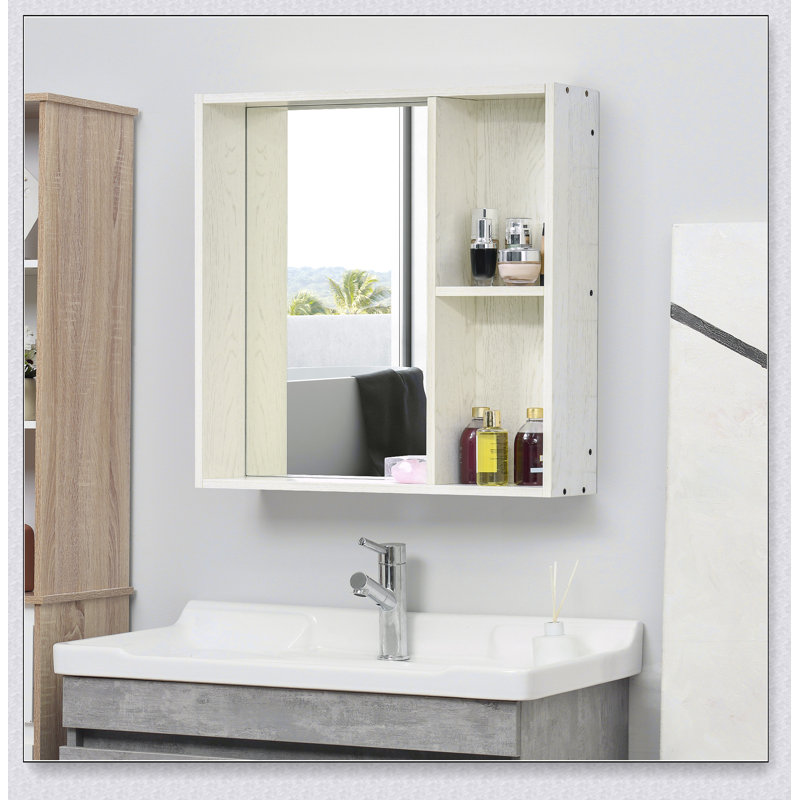kleankin 31.5" x 25.5" Bathroom Medicine Cabinet with Mirror, Storage Shelf, Over Toilet Bathroom