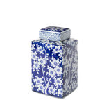 Imperial Ceramic Geometric Square Jar, Indigo, Small