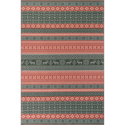Zhane SplashGuard Graphic Machine Washable Area Rug