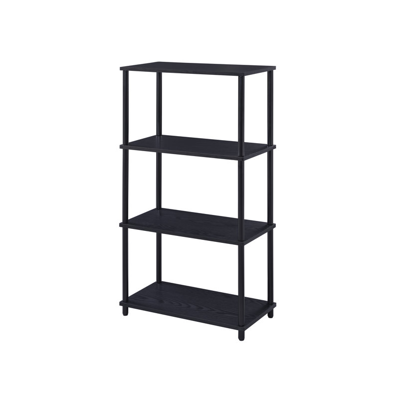 Corsi 4-Shelf Wood and Metal Etagere Bookcase - Black, Black, (4 Shelves) 44" H x 24" W x 12" D