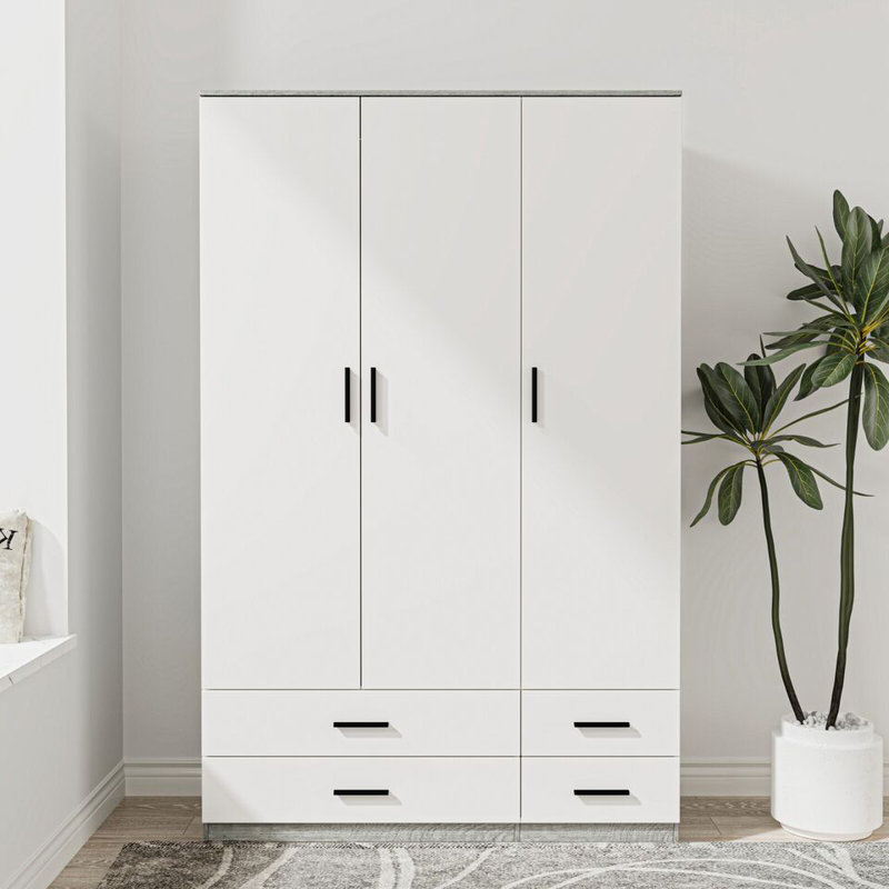 Retonia Manufactured Wood Wardrobe, Ash Grey/White