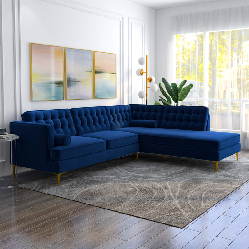 Willa Arlo Interiors Noam 2 - Piece Velvet Sectional & Reviews | Wayfair