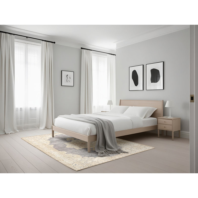 Tapis traditionnel crème / gris, Rectangle 5 pi x 7 pi