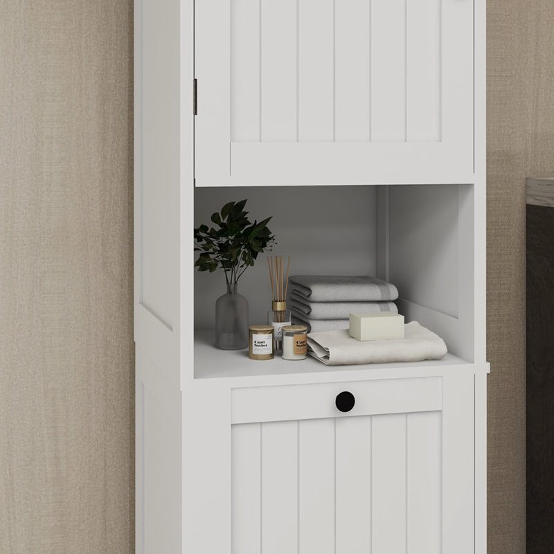 Armoire de trieur de linge inclinable à un compartiment et une porte - Blanc