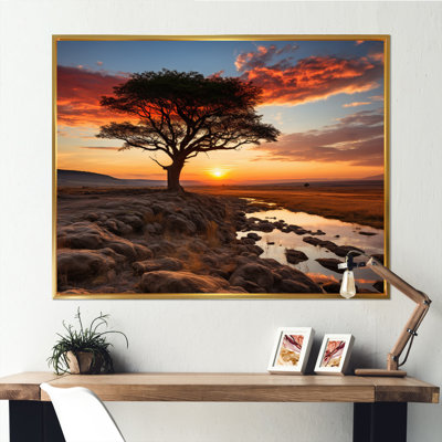 «Yellow Yellow Maasai Mara National Reserve Sunset», reproduction sur toile encadrée