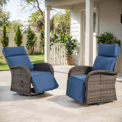 Arcturus Patio Recliner Swivel Chair With Adjustable Backrest & Footrest, All-Weather Outdoor Chaise Lounge Chair
