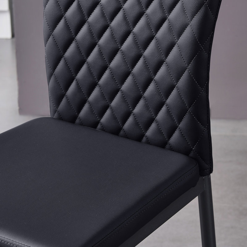 Lelania Modern Faux Leather Upholstered Dining Chairs, Black