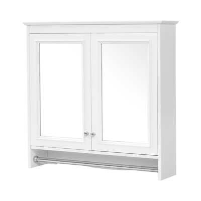 Arden 30 in. W x 28 in. H Rectangular MDF Surface Mount Framed Medicine Cabinet with Mirror in White