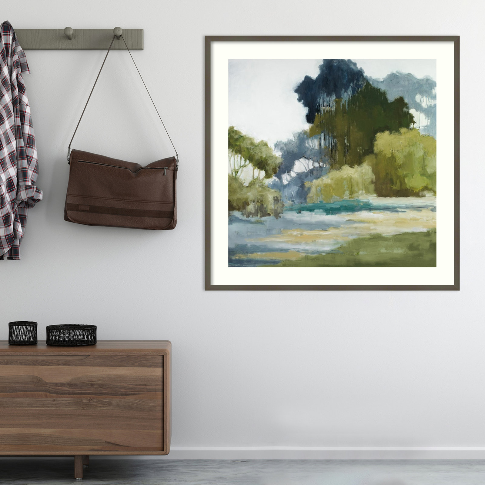 Bean Fileds Tall Trees by Jacqueline Ellens, Gray Framed Paper, 25" H x 25" W