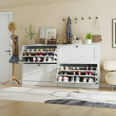 Marcell Shoe Cabinet with 2 Flip out Doors(Set of 2)