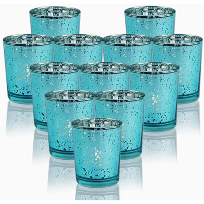Bougeoirs votifs en or rose, ensemble de 12 bougeoirs en verre Mercury en vrac avec mouchetures pour centres de mariage, décoration intérieure