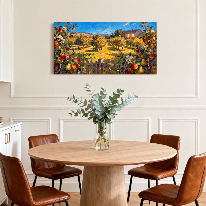 Scénique et paysage urbain, paysage de jardin au coucher du soleil, H 16 po x l 32 po